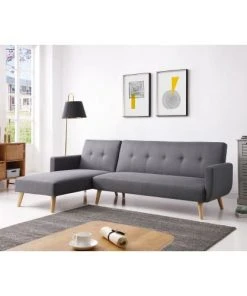Concept Usine Canapés Petits Prix Canapé D'angle Convertible 4 Places En Tissu Gris -Magasin Méridiennes canape d angle convertible 4 places en tissu gris 4