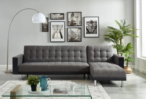 Baita Canapés Petits Prix Canapé D'angle Convertible En 6 Places Noir Et Gris 4 Baita Canapés Petits Prix Canapé D'angle Convertible En 6 Places Noir Et Gris – Image 2