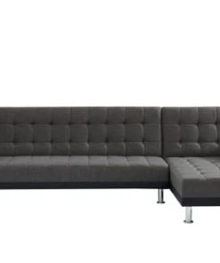 Baita Canapés Petits Prix Canapé D'angle Convertible En 6 Places Noir Et Gris