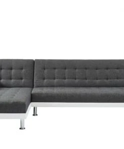 Baita Canapés Petits Prix Canapé D'angle Convertible En Tissu 6 Places Blanc Et Gris