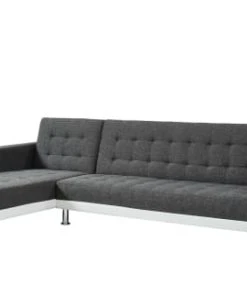 Baita Canapés Petits Prix Canapé D'angle Convertible En Tissu 6 Places Blanc Et Gris -Magasin Méridiennes canape d angle convertible en tissu 6 places blanc et gris 4