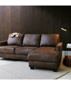 Maisons Du Monde Canapés Petits Prix Canapé D'angle Droit 3/4 Places En Suédine Marron -Magasin Méridiennes canape d angle droit 3 4 places en suedine marron 1000 5 2 122592 3