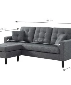 Baita Canapés Petits Prix Canapé D'angle En Tissu Gris Et Pieds Bois 4 Places Et 2 Coussins -Magasin Méridiennes canape d angle en tissu gris et pieds bois 4 places et 2 coussins 4