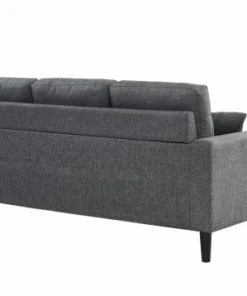 Baita Canapés Petits Prix Canapé D'angle En Tissu Gris Et Pieds Bois 4 Places Et 2 Coussins -Magasin Méridiennes canape d angle en tissu gris et pieds bois 4 places et 2 coussins 5