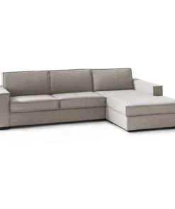 Talamo Italia Banquettes Canapé D'angle En Tissu Gris Tourterelle