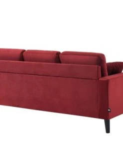 Baita Canapés D'angle Canapé D'angle En Velours Grenat Pieds Bois 4 Places Et 2 Coussins -Magasin Méridiennes canape d angle en velours grenat pieds bois 4 places et 2 coussins 2