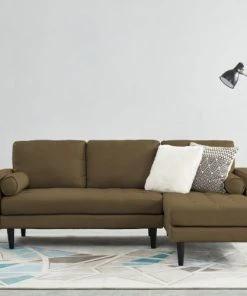 Drawer Canapés Petits Prix Canapé D'angle Réversible En Tissu Vert Kaki -Magasin Méridiennes canape d angle reversible en tissu vert kaki 2