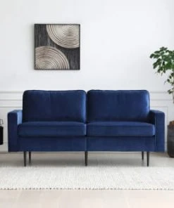 Concept Usine Canapés Petits Prix Canapé Design 2 Places En Velours Bleu Foncé -Magasin Méridiennes canape design 2 places en velours bleu fonce 1
