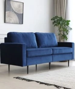 Concept Usine Canapés Petits Prix Canapé Design 2 Places En Velours Bleu Foncé -Magasin Méridiennes canape design 2 places en velours bleu fonce 2