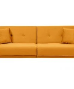 Usinestreet Canapés Droits Canapé Droit 3 Places Convertible En Tissu Jaune