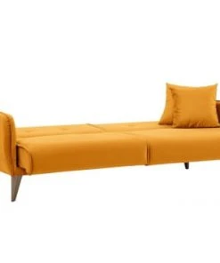 Usinestreet Canapés Droits Canapé Droit 3 Places Convertible En Tissu Jaune -Magasin Méridiennes canape droit 3 places convertible en tissu jaune 4