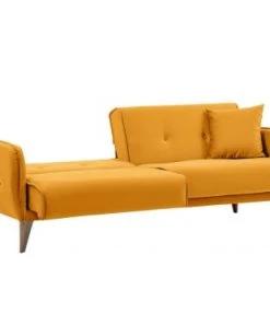 Usinestreet Canapés Droits Canapé Droit 3 Places Convertible En Tissu Jaune -Magasin Méridiennes canape droit 3 places convertible en tissu jaune 5
