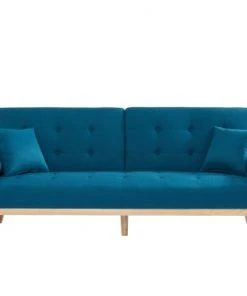 Baita Canapés Petits Prix Canapé Droit Convertible En Tissu 3 Places Bleu