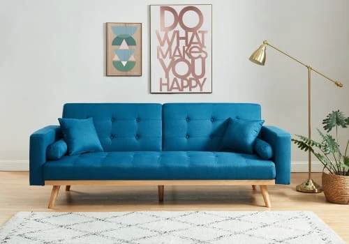 Baita Canapés Petits Prix Canapé Droit Convertible En Tissu 3 Places Bleu 6 Baita Canapés Petits Prix Canapé Droit Convertible En Tissu 3 Places Bleu – Image 4