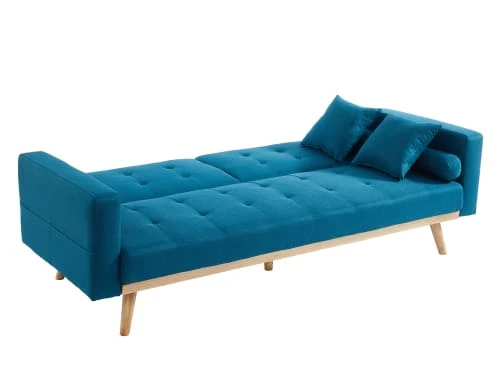 Baita Canapés Petits Prix Canapé Droit Convertible En Tissu 3 Places Bleu 8 Baita Canapés Petits Prix Canapé Droit Convertible En Tissu 3 Places Bleu – Image 6