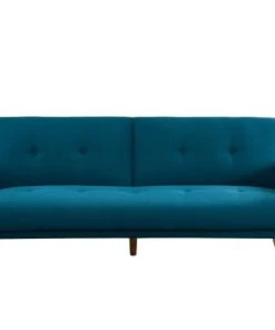 Baita Canapés Petits Prix Canapé Droit Convertible En Tissu 3 Places Bleu Paon