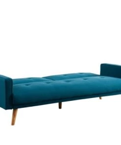 Baita Canapés Petits Prix Canapé Droit Convertible En Tissu 3 Places Bleu Paon -Magasin Méridiennes canape droit convertible en tissu 3 places bleu paon 3