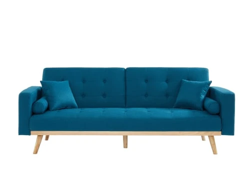 Baita Canapés Petits Prix Canapé Droit Convertible En Tissu 3 Places Bleu 3 Baita Canapés Petits Prix Canapé Droit Convertible En Tissu 3 Places Bleu