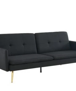 Baita Canapés Droits Canapé Droit Convertible En Tissu 3 Places Noir -Magasin Méridiennes canape droit convertible en tissu 3 places noir 2