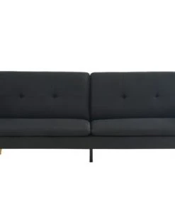 Baita Canapés Droits Canapé Droit Convertible En Tissu 3 Places Noir