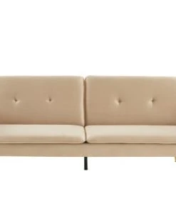 Baita Canapés Droits Canapé Droit Convertible En Velours 3 Places Beige