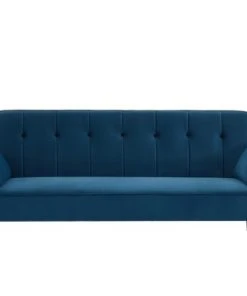 Baita Canapés Petits Prix Canapé Droit Convertible En Velours 3 Places Bleu