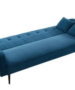 Baita Canapés Petits Prix Canapé Droit Convertible En Velours 3 Places Bleu -Magasin Méridiennes canape droit convertible en velours 3 places bleu 16