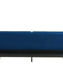 Baita Canapés Droits Canapé Droit Convertible En Velours 3 Places Bleu Marine -Magasin Méridiennes canape droit convertible en velours 3 places bleu marine 4