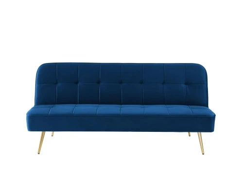 Baita Canapés Petits Prix Canapé Droit Convertible En Velours 3 Places Bleu 3 Baita Canapés Petits Prix Canapé Droit Convertible En Velours 3 Places Bleu