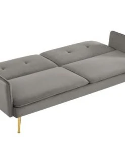 Baita Canapés Droits Canapé Droit Convertible En Velours 3 Places Gris -Magasin Méridiennes canape droit convertible en velours 3 places gris 3