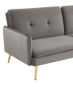 Baita Canapés Droits Canapé Droit Convertible En Velours 3 Places Gris -Magasin Méridiennes canape droit convertible en velours 3 places gris 5