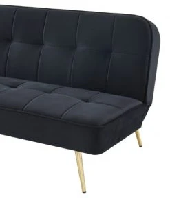 Baita Clic-clac Canapé Droit Convertible En Velours 3 Places Noir -Magasin Méridiennes canape droit convertible en velours 3 places noir 2