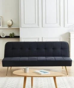 Baita Clic-clac Canapé Droit Convertible En Velours 3 Places Noir -Magasin Méridiennes canape droit convertible en velours 3 places noir 4