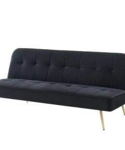 Baita Clic-clac Canapé Droit Convertible En Velours 3 Places Noir -Magasin Méridiennes canape droit convertible en velours 3 places noir 5