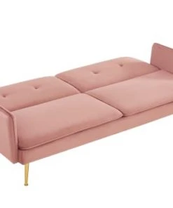 Baita Canapés Droits Canapé Droit Convertible En Velours 3 Places Rose Poudré -Magasin Méridiennes canape droit convertible en velours 3 places rose poudre 3