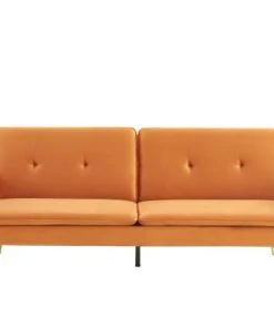 Baita Canapés Droits Canapé Droit Convertible En Velours 3 Places Rouille