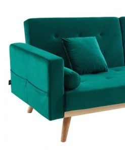 Baita Canapés Droits Canapé Droit Convertible En Velours 3 Places Vert 12 Baita Canapés Droits Canapé Droit Convertible En Velours 3 Places Vert -Magasin Méridiennes canape droit convertible en velours 3 places vert 10