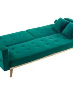 Baita Canapés Droits Canapé Droit Convertible En Velours 3 Places Vert 13 Baita Canapés Droits Canapé Droit Convertible En Velours 3 Places Vert -Magasin Méridiennes canape droit convertible en velours 3 places vert 11