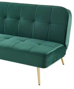 Baita Clic-clac Canapé Droit Convertible En Velours 3 Places Vert -Magasin Méridiennes canape droit convertible en velours 3 places vert 2