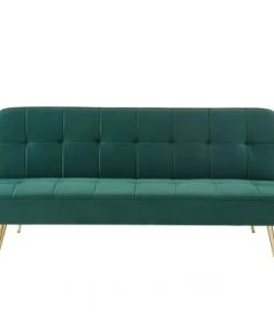 Baita Clic-clac Canapé Droit Convertible En Velours 3 Places Vert