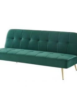 Baita Clic-clac Canapé Droit Convertible En Velours 3 Places Vert -Magasin Méridiennes canape droit convertible en velours 3 places vert 5