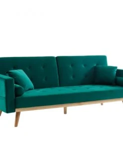 Baita Canapés Droits Canapé Droit Convertible En Velours 3 Places Vert 10 Baita Canapés Droits Canapé Droit Convertible En Velours 3 Places Vert -Magasin Méridiennes canape droit convertible en velours 3 places vert 8