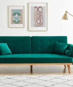 Baita Canapés Droits Canapé Droit Convertible En Velours 3 Places Vert 11 Baita Canapés Droits Canapé Droit Convertible En Velours 3 Places Vert -Magasin Méridiennes canape droit convertible en velours 3 places vert 9