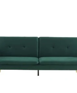 Baita Canapés Droits Canapé Droit Convertible En Velours 3 Places Vert Foncé