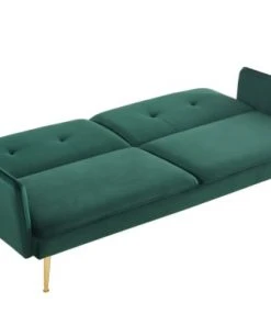 Baita Canapés Droits Canapé Droit Convertible En Velours 3 Places Vert Foncé -Magasin Méridiennes canape droit convertible en velours 3 places vert fonce 3