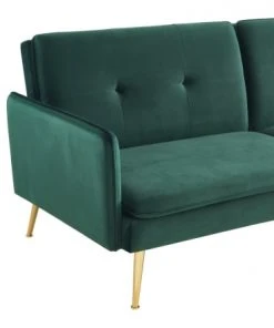 Baita Canapés Droits Canapé Droit Convertible En Velours 3 Places Vert Foncé -Magasin Méridiennes canape droit convertible en velours 3 places vert fonce 5