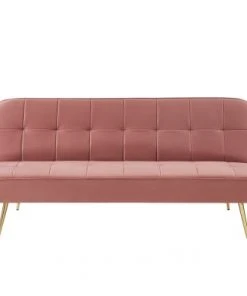 Baita Clic-clac Canapé Droit Convertible En Velours 3 Places Vieux Rose