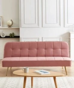 Baita Clic-clac Canapé Droit Convertible En Velours 3 Places Vieux Rose 13 Baita Clic-clac Canapé Droit Convertible En Velours 3 Places Vieux Rose -Magasin Méridiennes canape droit convertible en velours 3 places vieux rose 5