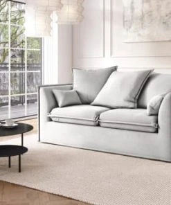 Cacharel Canapés Petits Prix Canapé Droit En Tissu 2 Places Gris Clair -Magasin Méridiennes canape droit en tissu 2 places gris clair 4