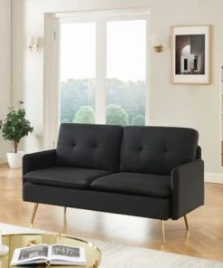 Baita Canapés Droits Canapé Droit En Tissu 2 Places Noir -Magasin Méridiennes canape droit en tissu 2 places noir 5